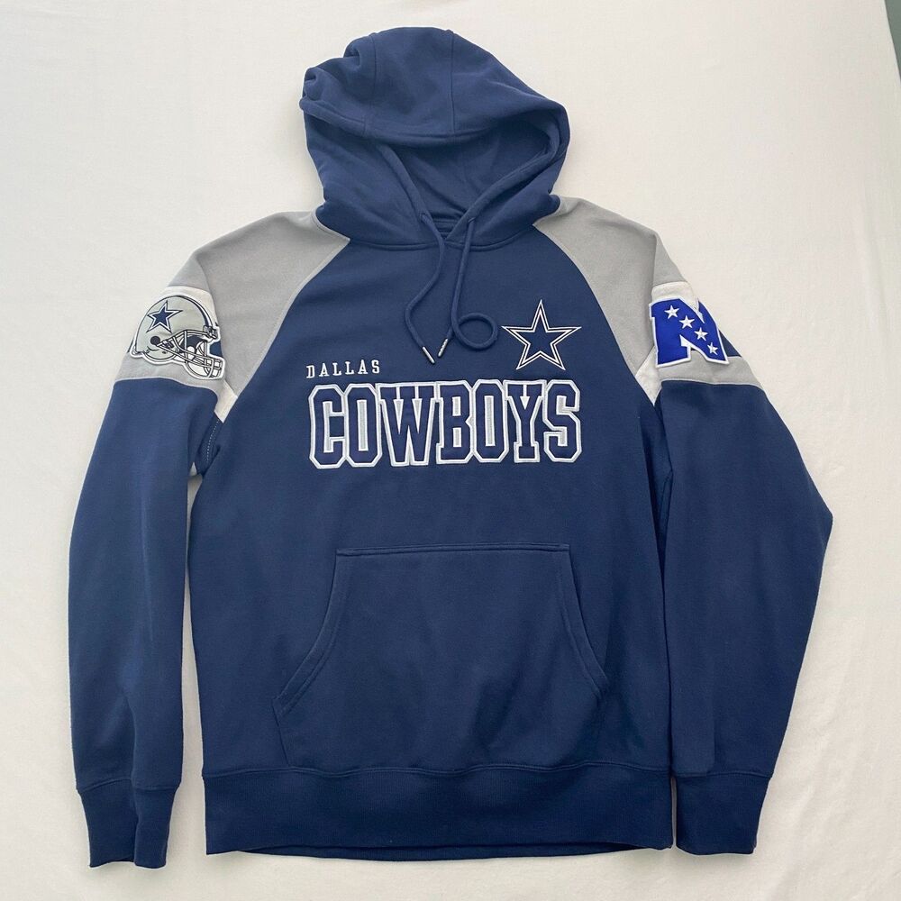 Dallas Cowboys Hoodie Sweatshirt Mens Medium Blue Patches 2 Sided NFL